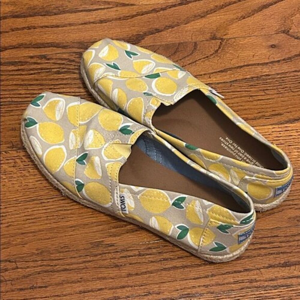 Toms Lemon Print Canvas Slip-Ons